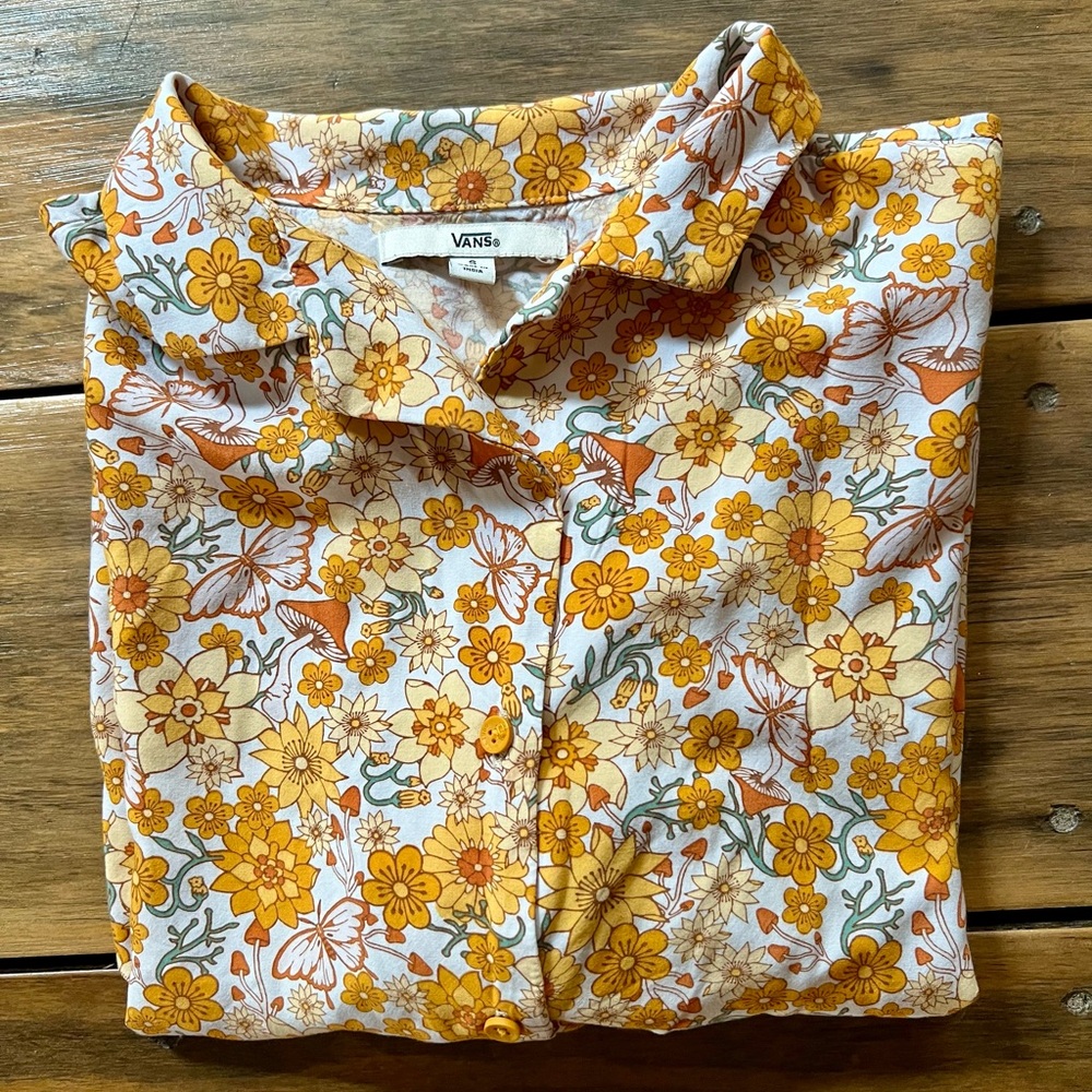 Vans Yellow and Orange Floral Shirt